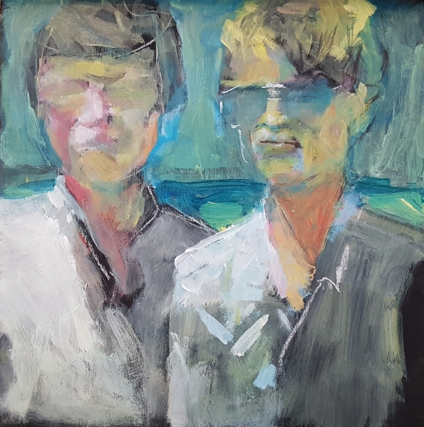 R.Francis_The-Photograph-Twins-1_12x12_acrylic-conte-on-birch-panel